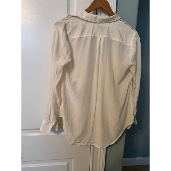 J. Crew 100% Silk Button Down Blouse Size 6 Ivory Cream Minimalist Capsule - Picture 4 of 7